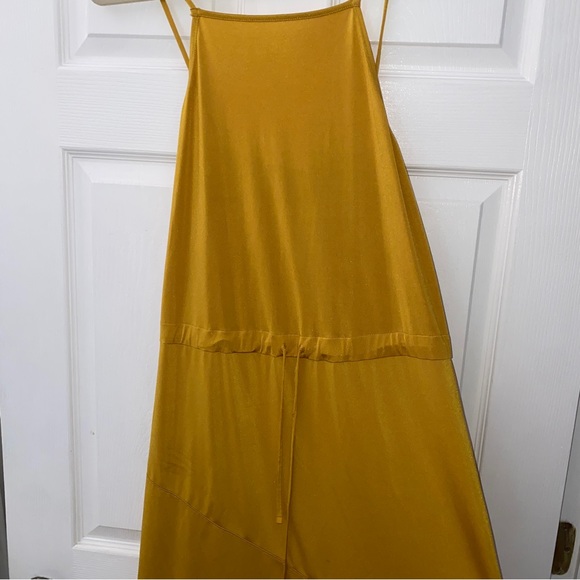 ZARA Gold / Yellow / Mustard Slip Dress with Drawstring Waist - Picture 4 of 10